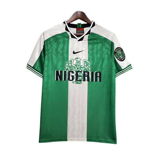 Camisola Nigéria Retrô 1996 Verde e Branca -