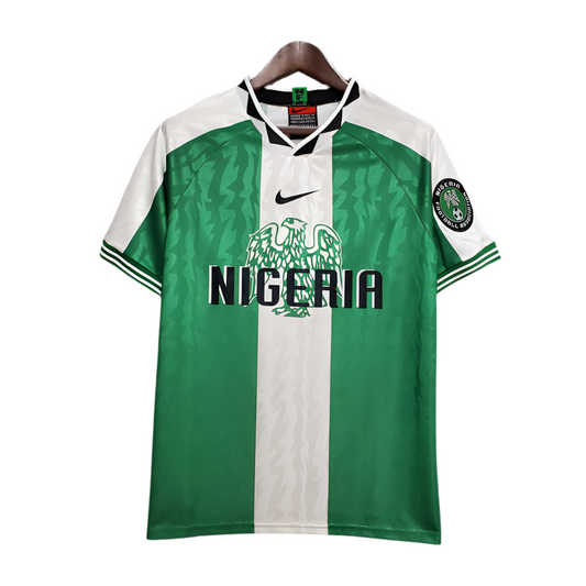 Camisola Nigéria Retrô 1996 Verde e Branca -