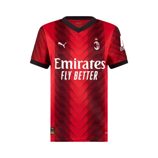Camisola Feminina AC Milan I 23/24 - Vermelho e Preto