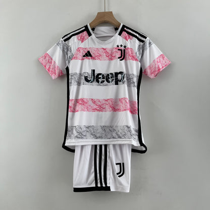 Kit Infantil Juventus II 23/24 - Preto, Branco e Rosa